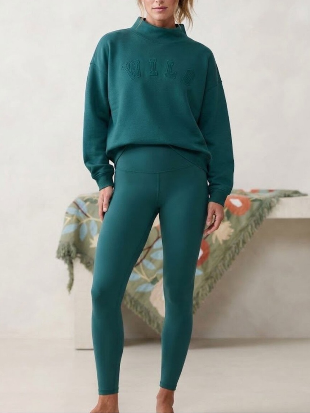 Wilo The Label 2 pc Funnel Neck Legging Set - Teal